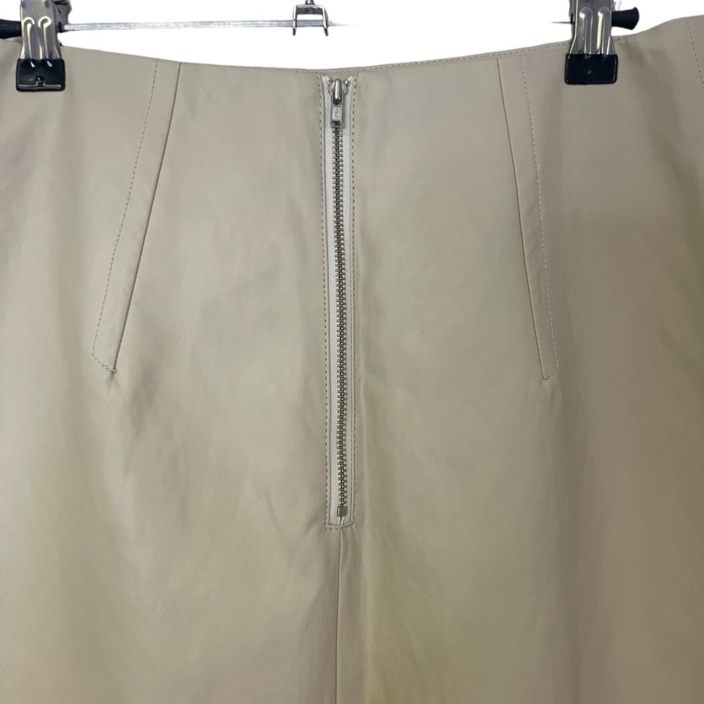 Mijeong Park Cream Faux Leather Midi Skirt Middle Slit XS - Picture 3 of 9